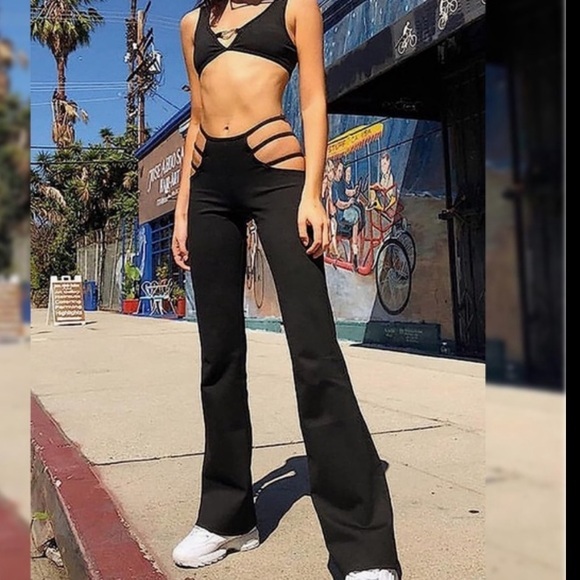 Zaful Pants - New Zaful High Waist Flare Ladder Cut Out Pants in black -‎ M